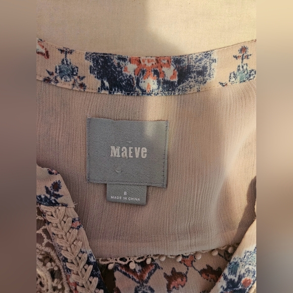 💜🩵MAEVE Anthropologie Shirt Women Size 8 Viola Chiffon Boho Blouse🩷💚 - Picture 7 of 7
